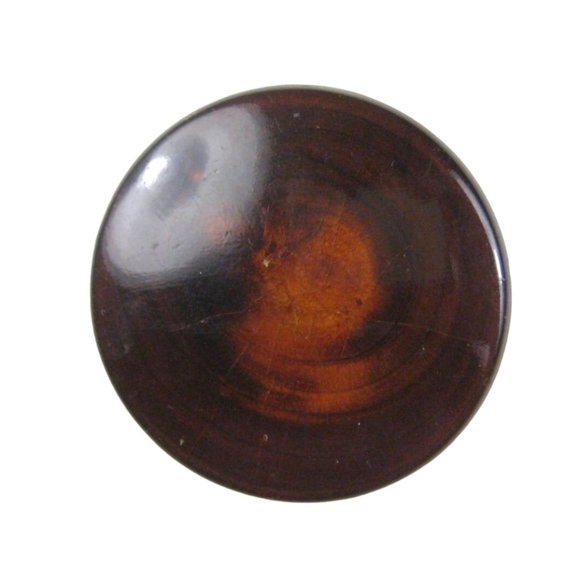 Wooden Brooch Pin Round Wood Laquer Brown - Picture 1 of 8